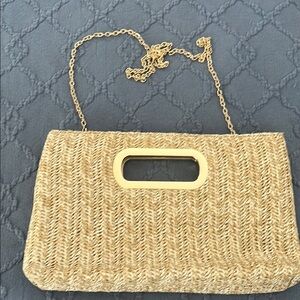 Woven Handbag with Gold Accent